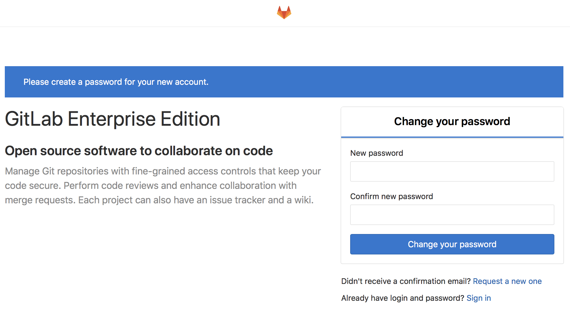 GitLab first sign in