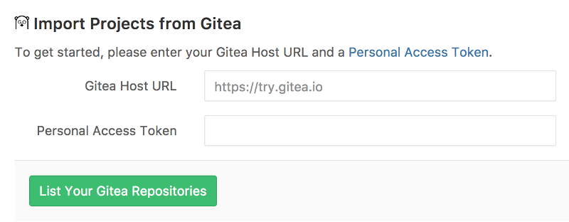 New Gitea project import